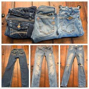 3 pair girls’ jeans size 8. Gap, MissMe and Joe’s.